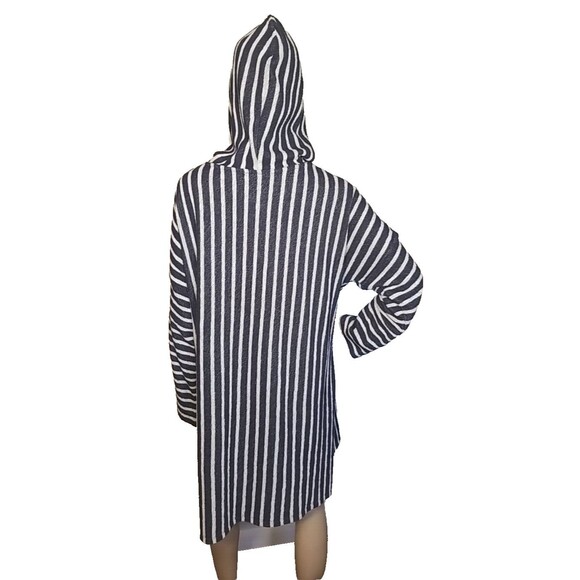 Soft Surroundings Size Large Offshore Hooded Tunic Cover Navy Blue White T45 - Picture 5 of 11